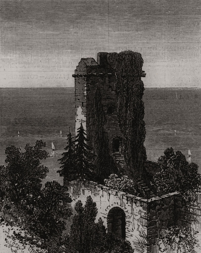 Associate Product The Torre di Grimaldi, near Menton. Alpes-Maritimes, antique print, 1882