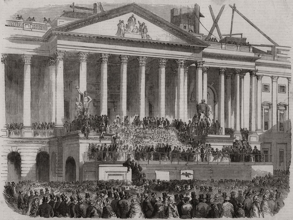 Inauguration of Mr Buchanan, as US President. Washington DC, antique print, 1857