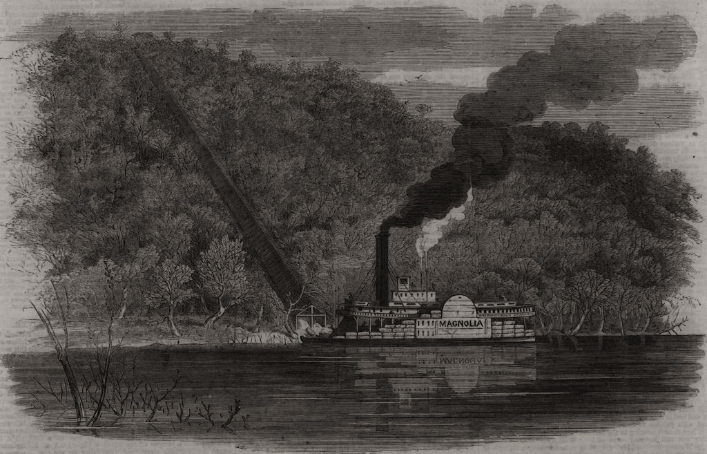 Associate Product Loading cotton on the Alabama River: Cotton-shoot on the Alabama, print, 1861