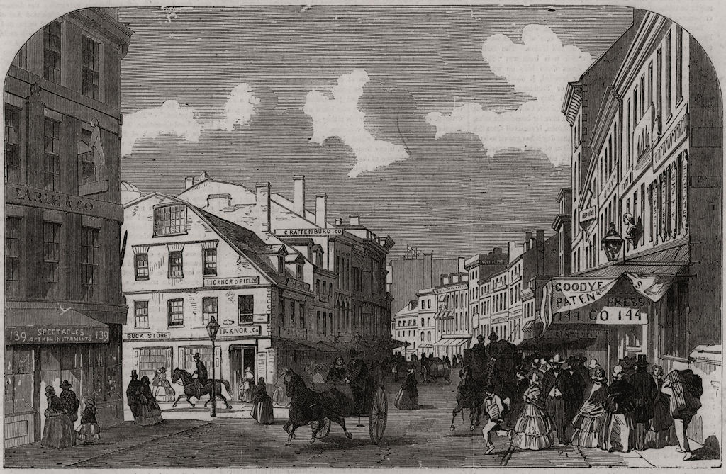 Washington-Street, Boston. Massachusetts 1858 old antique print picture