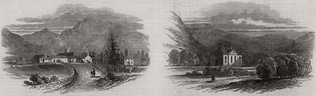 Deeside: The Lochnagar Distillery; the parish church of Crathie. Scotland, 1848