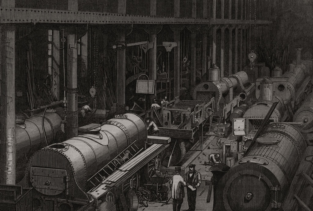 Stephenson's Locomotive Factory at Newcastle-on-Tyne: The fitting-shop, 1864