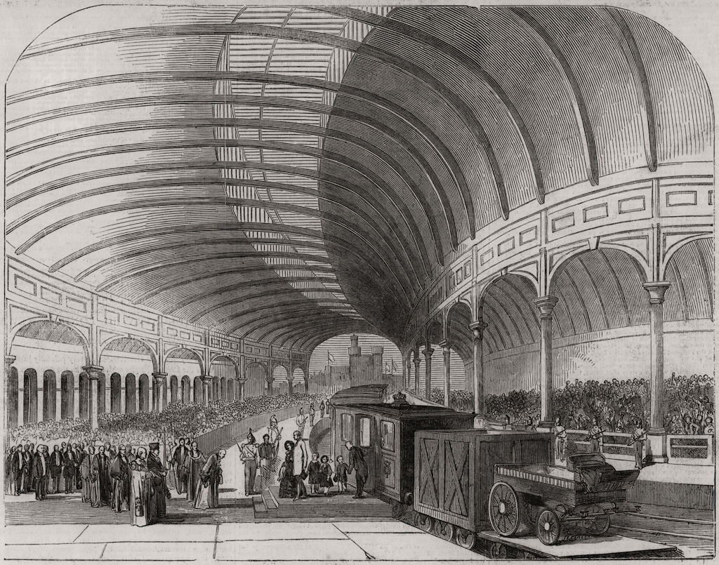 Associate Product Queen Victoria at the Great Central railway station, Newcastle-upon-Tyne, 1850