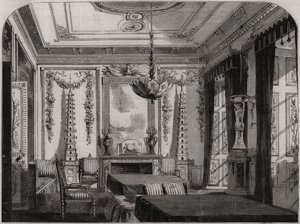 Associate Product The Empress' drawing-room, Buckingham Palace. London, antique print, 1855