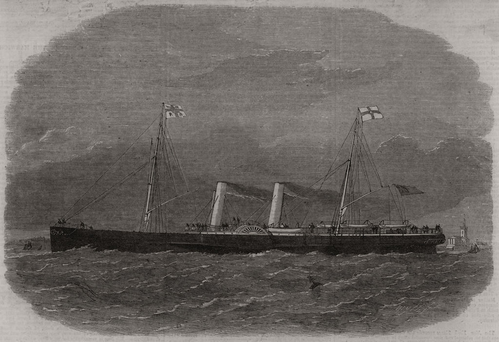 Associate Product The Great Eastern railway company's steamer Avalon. Ships 1864 old print