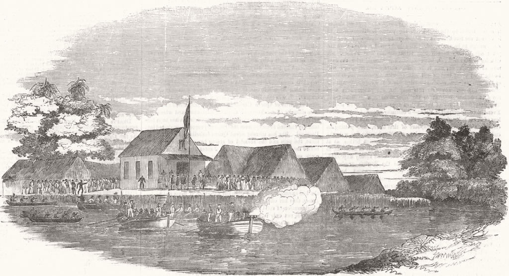 EQUATORIAL GUINEA. Bioko. Boats, Election of King 1854 old antique print
