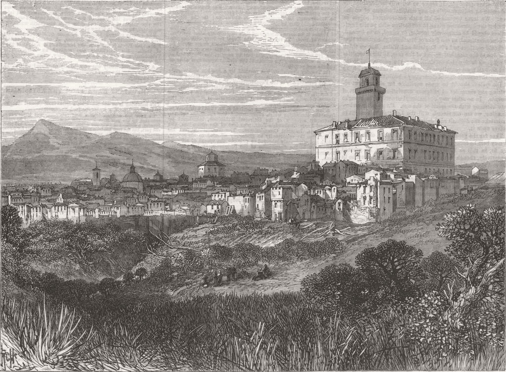 ITALY. Monte Rotondo, Rome 1867 old antique vintage print picture