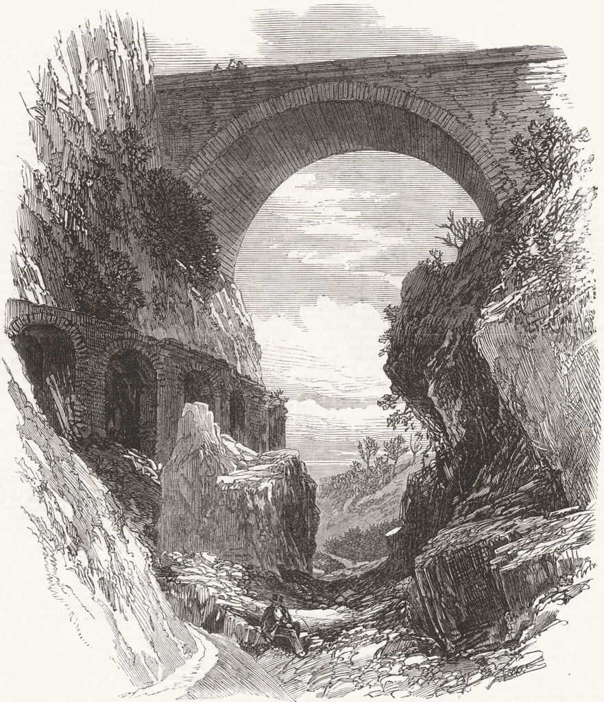 Associate Product FRANCE. Pont St Louis & Roman Aqueduct ruins, Menton 1869 old antique print