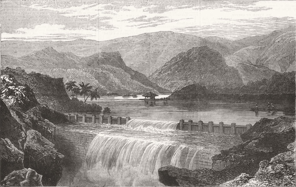 INDIA. Dam for New Water Supply of Mumbai 1872 old antique print picture