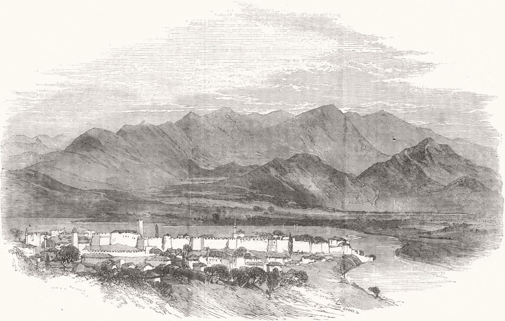 ALBANIA. Town & fortess of Arta, Albania 1854 old antique print picture