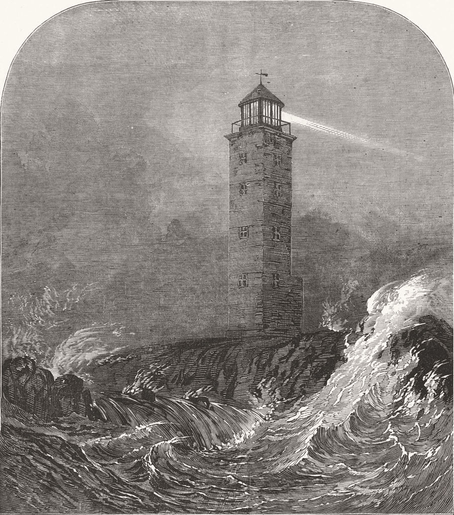 FINLAND. Hango-Udd Lighthouse, Southernmost point 1854 old antique print
