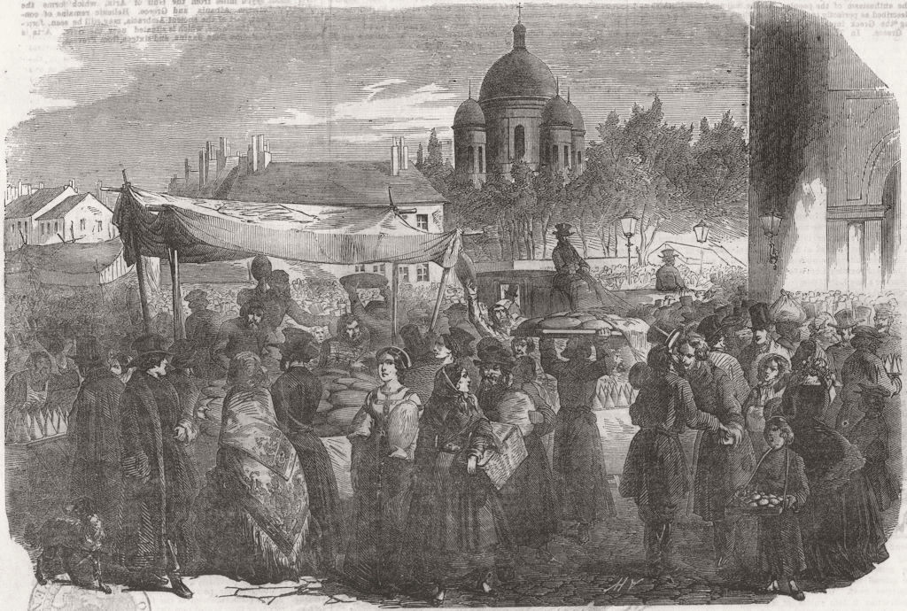 RUSSIA. Easter festival, St Petersburg 1854 old antique vintage print picture