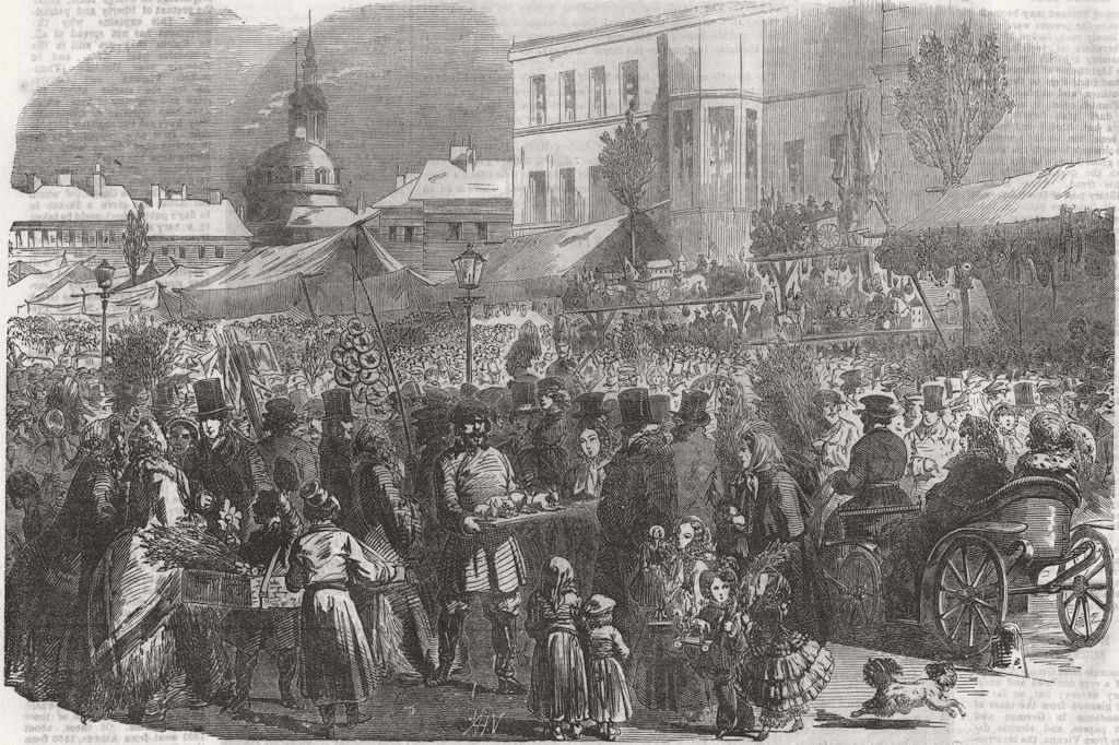 RUSSIA. Palm Sunday, St Petersburg 1854 old antique vintage print picture