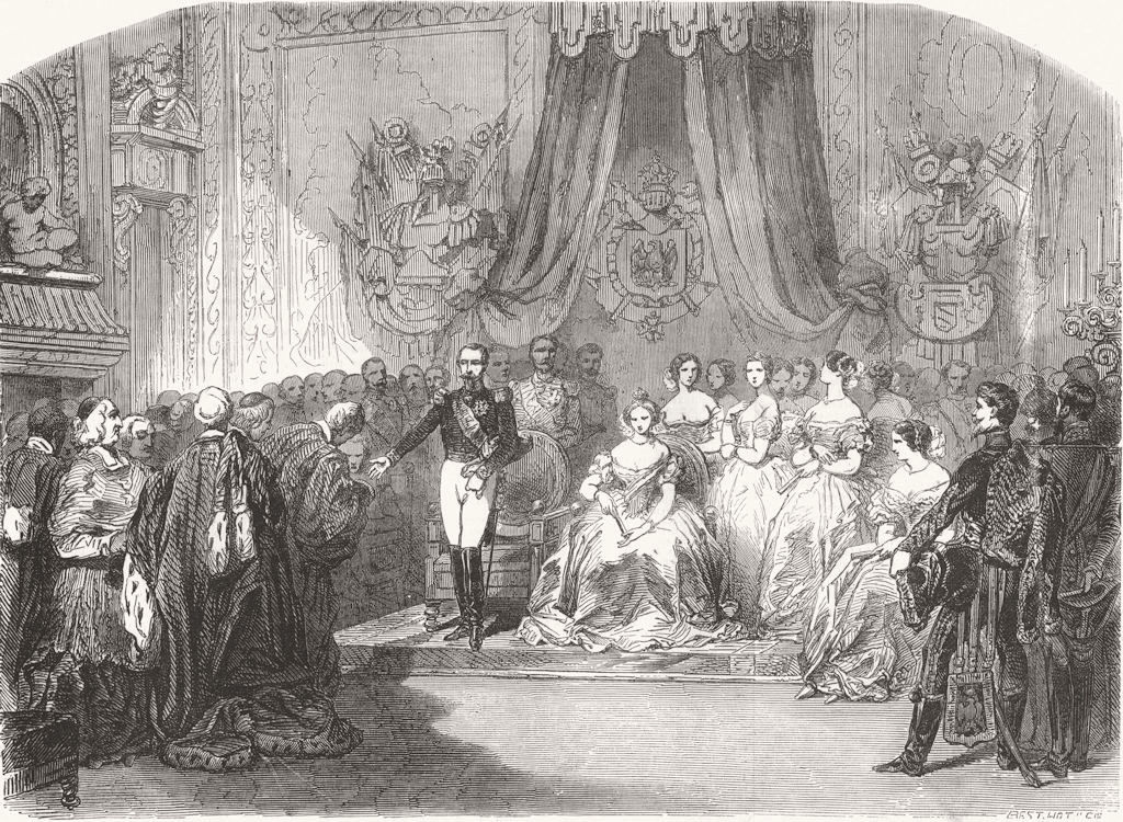 FRANCE. Emperor's New Year Reception, Tuileries 1854 old antique print picture