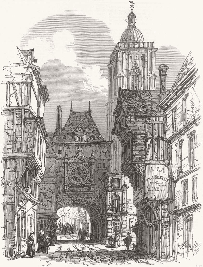 FRANCE. La Grosse Horloge 1867 old antique vintage print picture