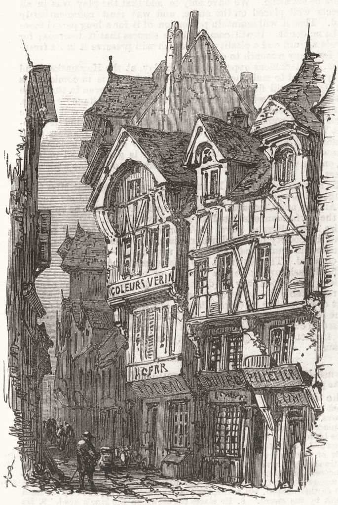 FRANCE. Rouen. Rue De Bac 1867 old antique vintage print picture