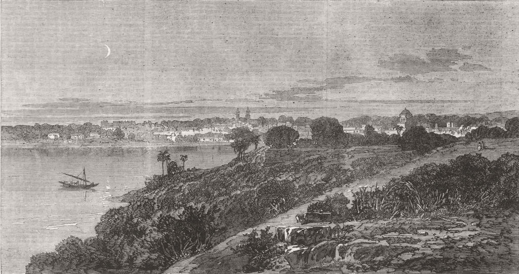 INDIA. View of city of Bhopal 1863 old antique vintage print picture