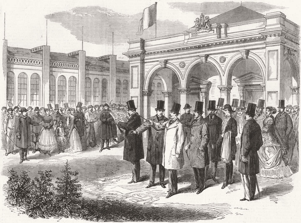 FRANCE. Emperor visiting Exhibition, Paris 1867 old antique print picture