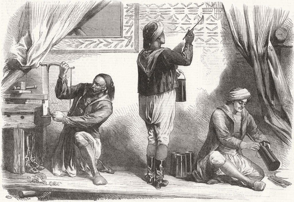 Associate Product FRANCE. Paris Expo. Arab Workmen, Tunisian section 1867 old antique print
