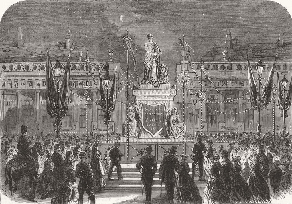 BELGIUM. Tir National, Place Des Martyrs, Brussels 1867 old antique print