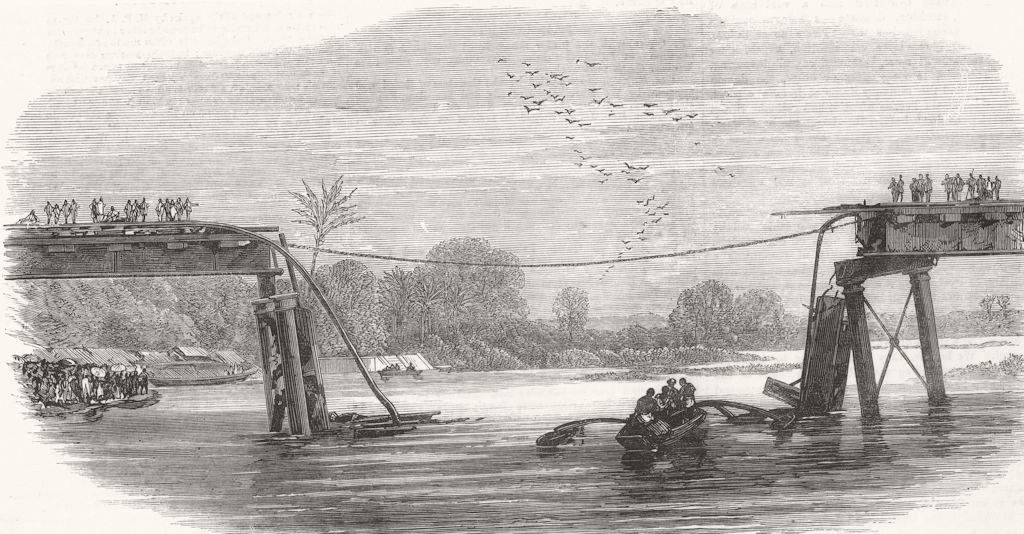 Associate Product SRI LANKA. Railway Bridge Destroyed by Floods 1872 old antique print picture