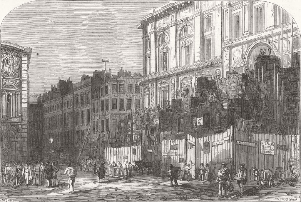 Associate Product LONDON. Old & new building, Threadneedle-Street 1855 antique print picture