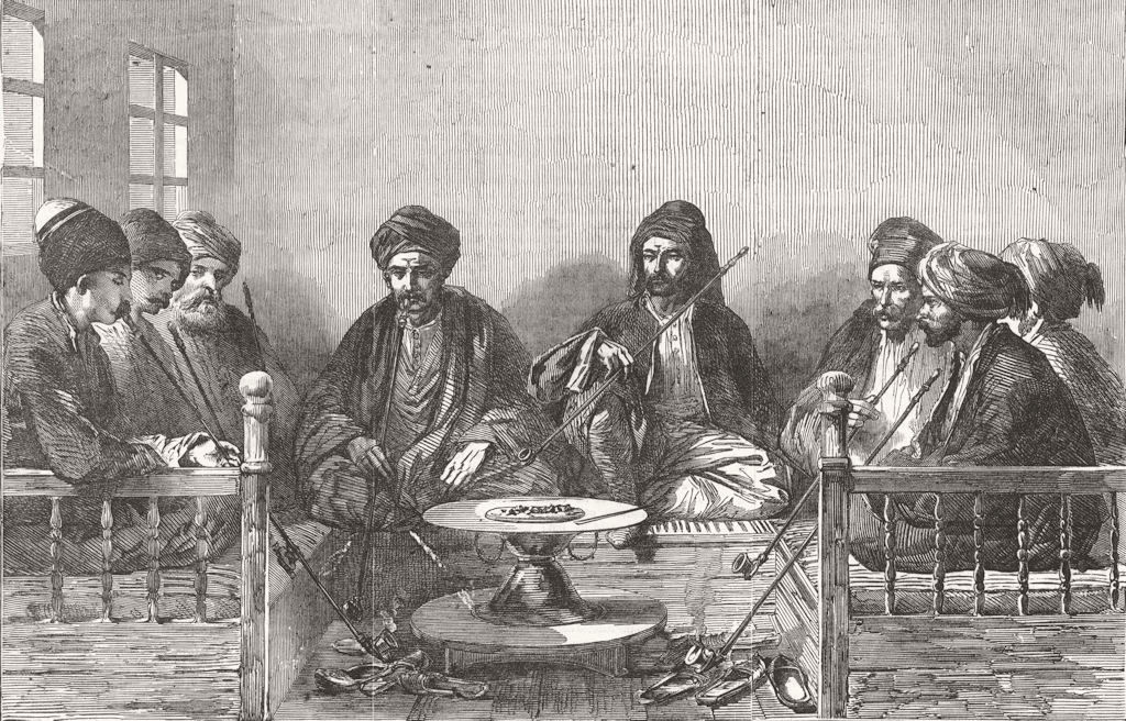Associate Product TURKEY. Turkish Coffee-House 1853 old antique vintage print picture