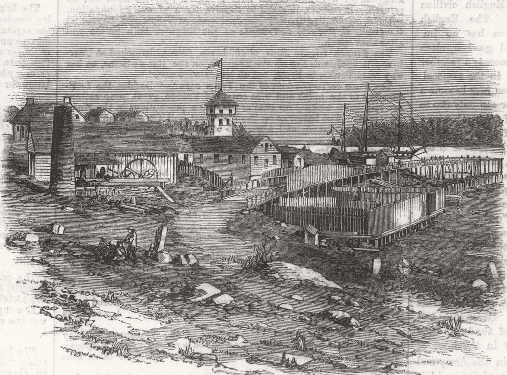 Associate Product CANADA. Nanaimo, Coaling Station, Vancouver Island 1859 old antique print