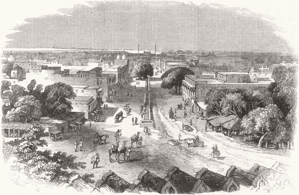 INDIA. Chandnee Chauk (Silver-Street), Delhi 1857 old antique print picture