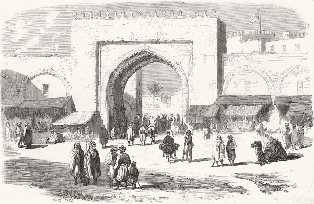 TUNISIA. Entrance gate to Tunis, from Galetta 1857 old antique print picture