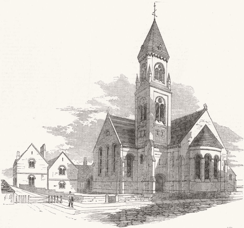 KENT. St Paul's Church, Chatham 1855 old antique vintage print picture