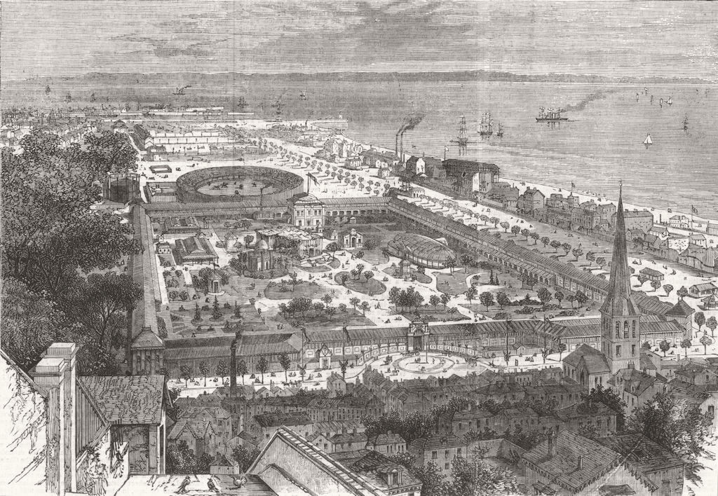 FRANCE. International Maritime Exhibition, Le Havre 1868 old antique print