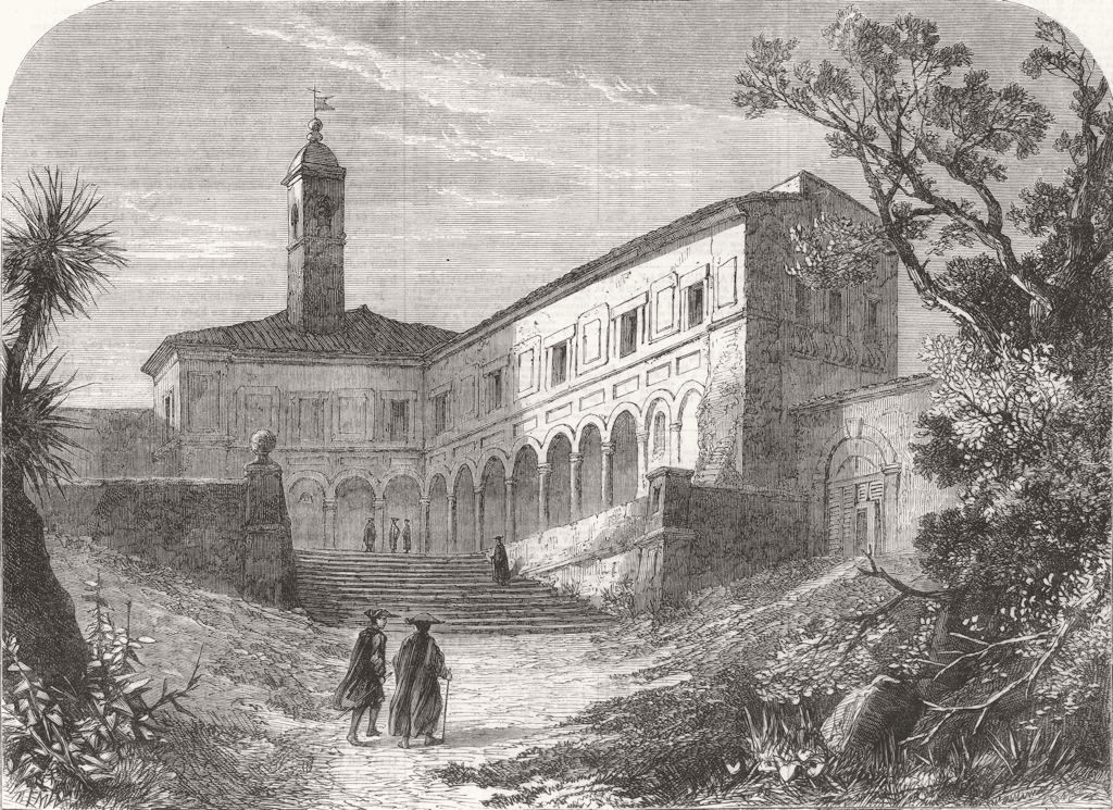 ITALY. Convent of St Onofrio, Rome, which Tasso Died 1864 old antique print