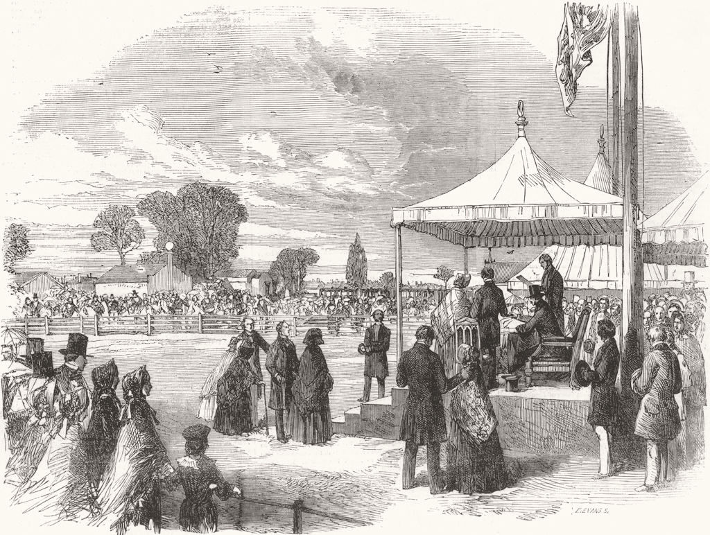 BERKS. Prince Albert Awarding Prizes, Windsor 1855 old antique print picture