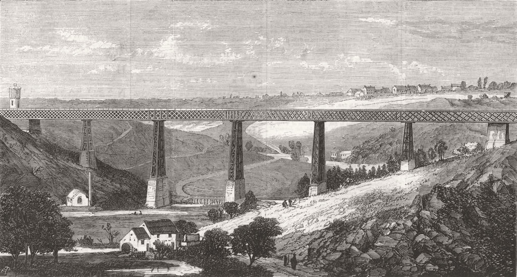 FRANCE. Lattice Iron Viaduct, Ruisseau d'Alma 1868 old antique print picture