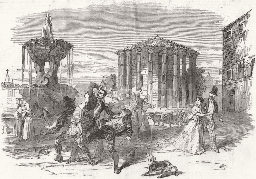 ITALY. Scene, Rome 1849 old antique vintage print picture