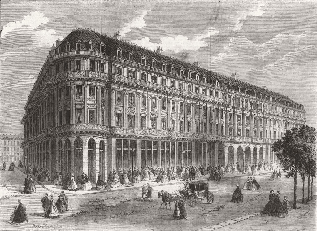 FRANCE. Hotel de La Paix, Paris 1862 old antique vintage print picture