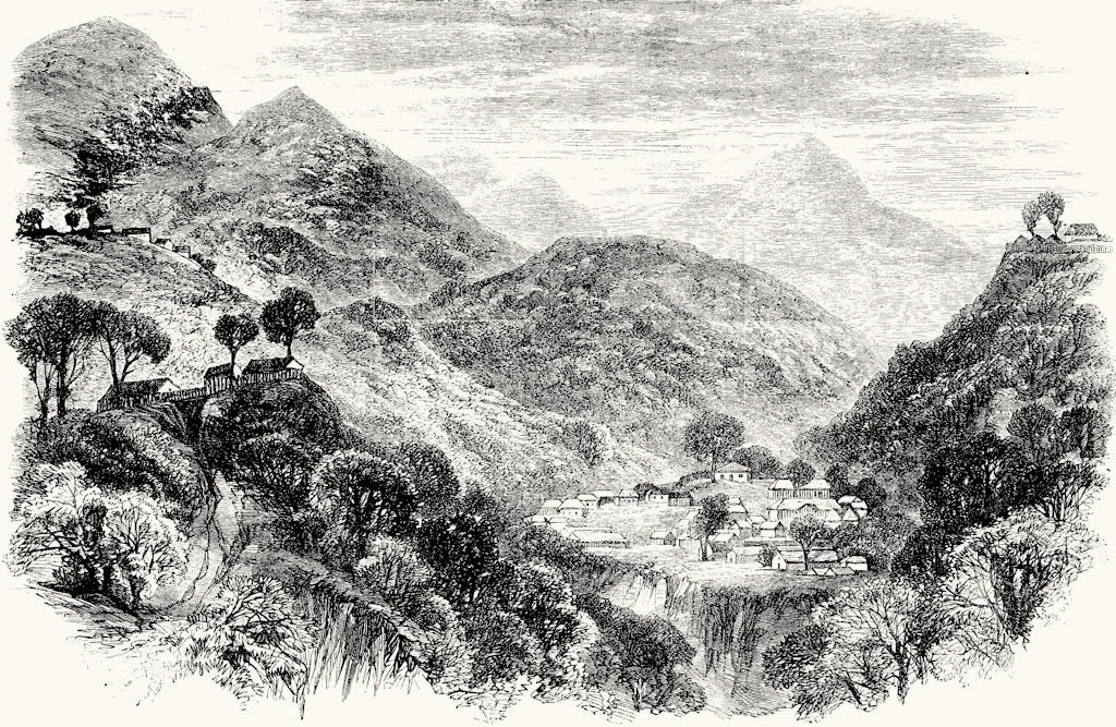BHUTAN. War in Bhutan. View of Buxa Dooars 1865 old antique print picture