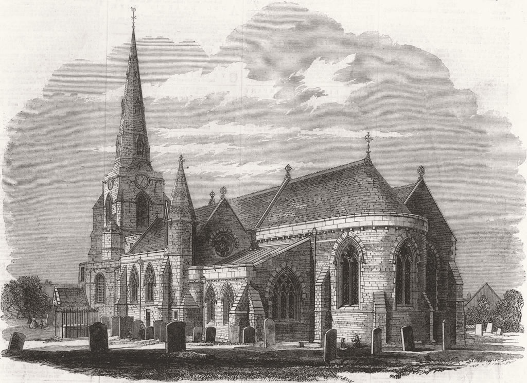 NORTHANTS. Church of Holy Sepulchre, Northampton 1862 old antique print