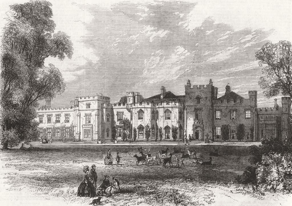 HERTFORDSHIRE. Panshanger House, seat of the Earl of Cowper 1862 old print