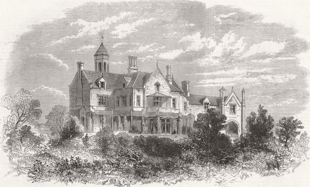 HANTS. Ashburton House, Stoke's Bay, Gosport 1862 old antique print picture