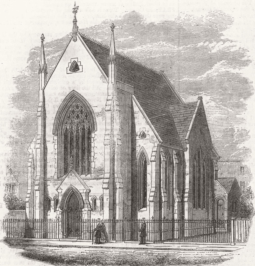 LONDON. Church, Halton-Street, Lower-Road, Islington 1862 old antique print