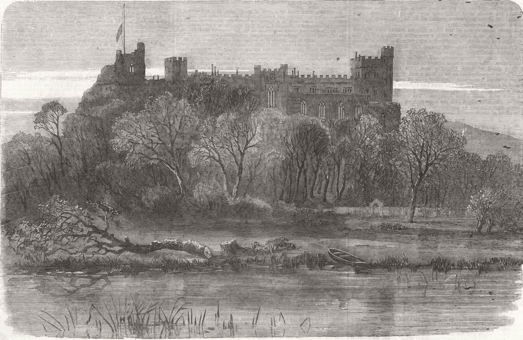 SUSSEX. Arundel Castle, seat of Duke of Norfolk 1858 old antique print picture