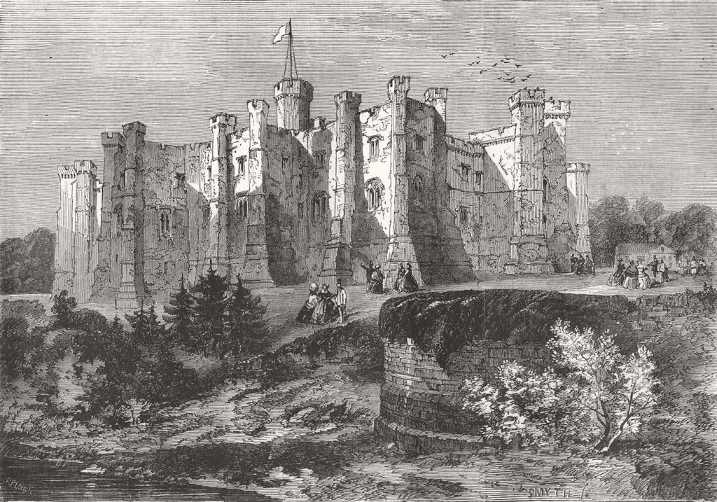 DURHAM. Brancepeth Castle, Durham 1858 old antique vintage print picture