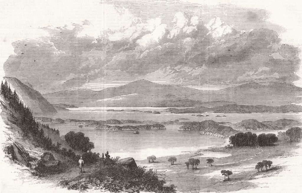 IRELAND. Mucross Lake and Lough Leane, Killarney 1858 old antique print