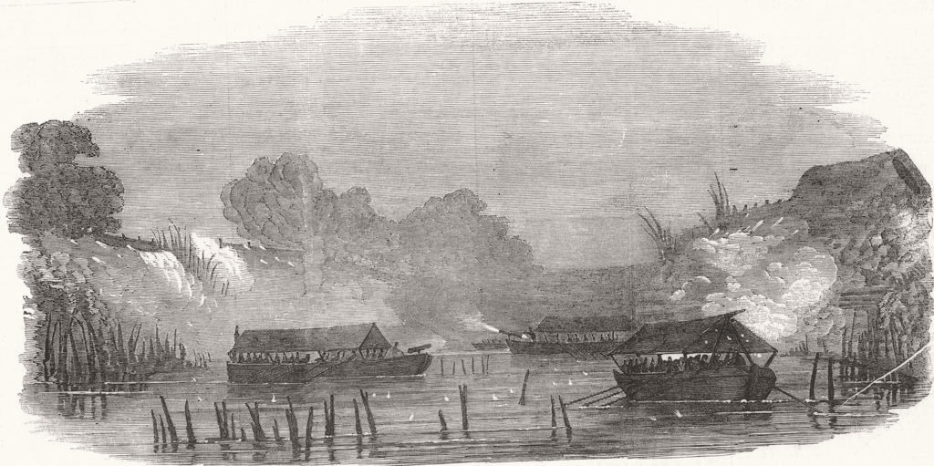 BURMA. Troops for Yangon to Pagoda Garrison, Pegu 1853 old antique print