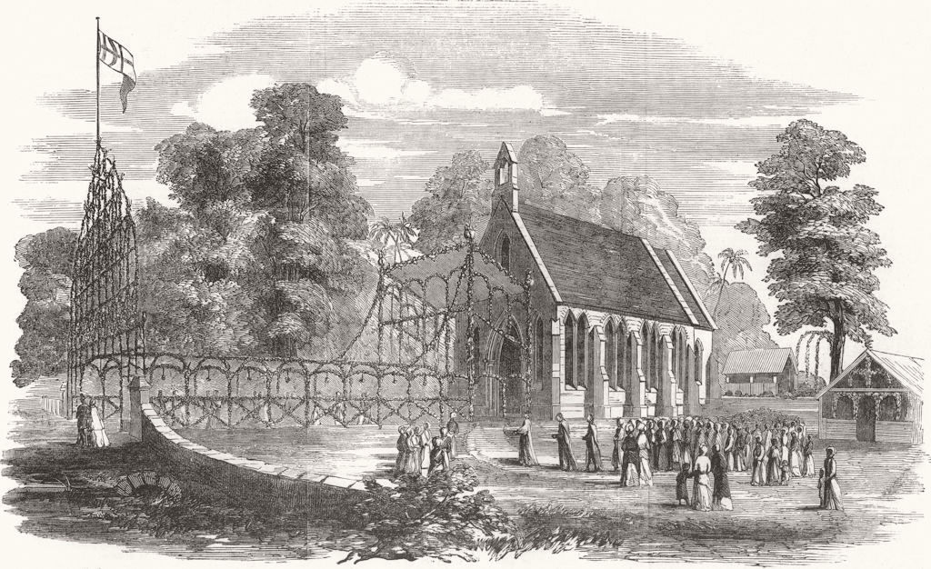 Associate Product SRI LANKA. New church at Miligraya, near Colombo 1853 old antique print