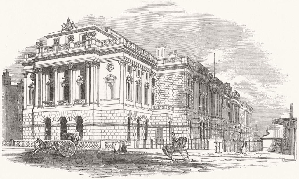 Associate Product LONDON. The new(West) wing of Somerset House 1853 old antique print picture