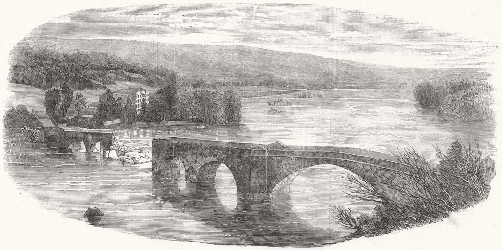 IRELAND. Lismore Bridge during the floods 1853 old antique print picture
