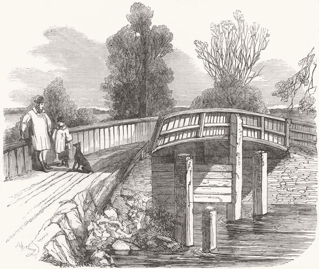 Associate Product KENT. Hartlake Bridge over Medway, Hadlow, accident 1853 old antique print